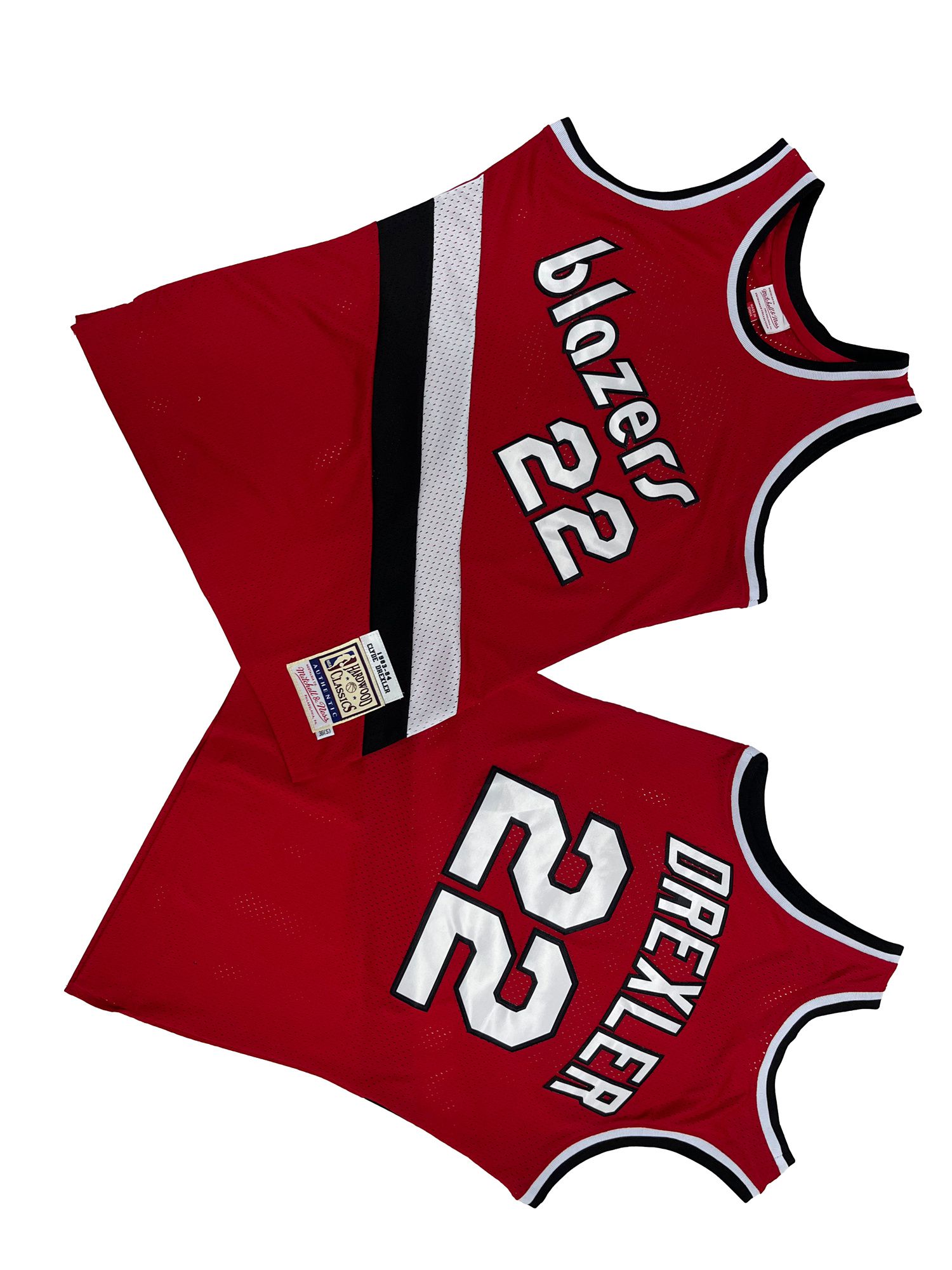 Men Portland Trail Blazers #22 Drexler Red Throwback NBA Jersey